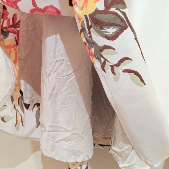 Satin Off-White Floral V Neck Midi Dress - Picture 11 of 14